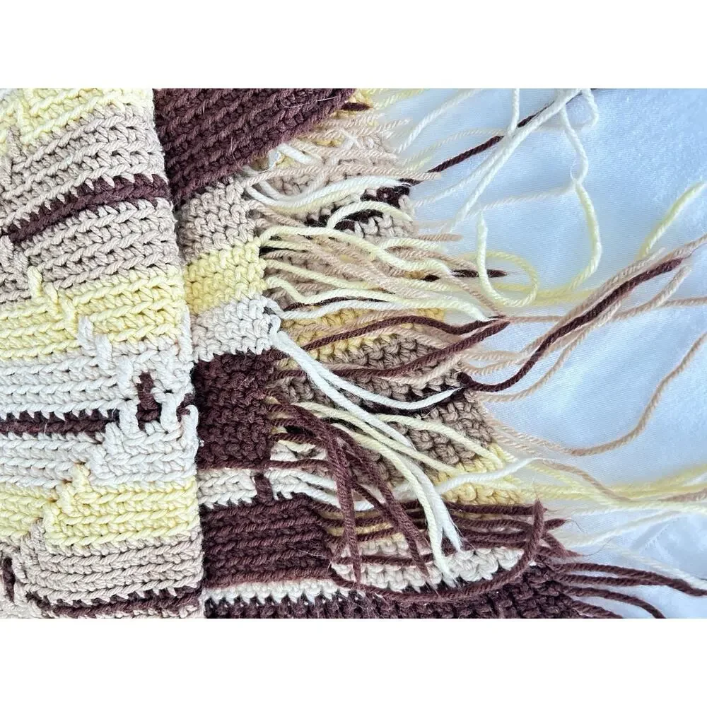 Vintage Handmade Square Afghan Lap Blanket Throw 32